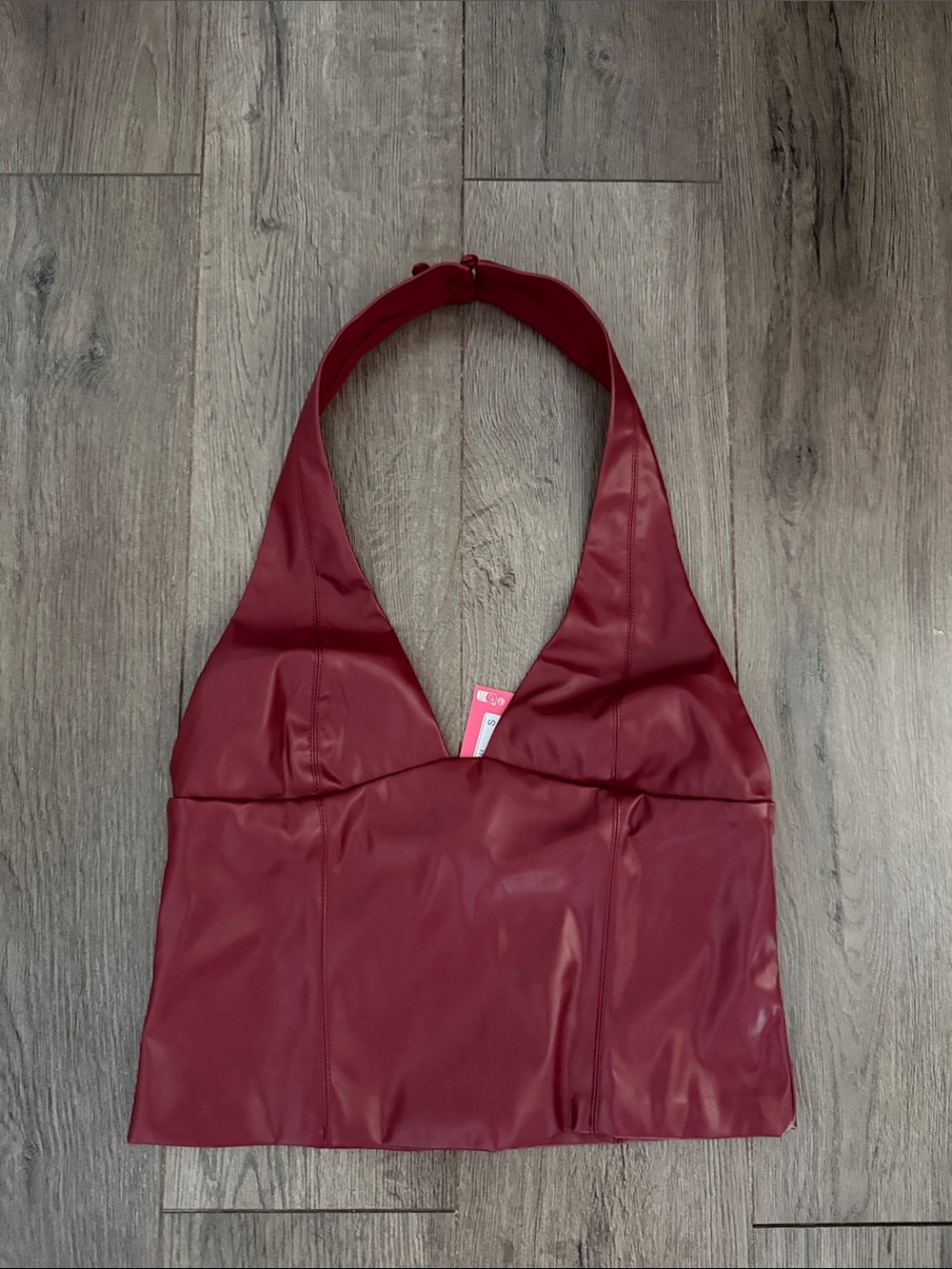 Edikted Red Faux Leather Halter Shoulder Bag